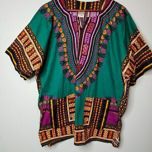 Vintage Dashiki Top Shirt Mens Womens Traditional Tribal The African Heritage OS